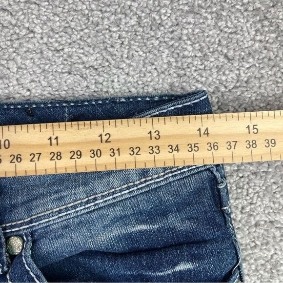 Ariya Jeans Women’s 3/4 Blue Skinny Low Rise Dark Denim Stretch Y2K - Picture 6 of 10